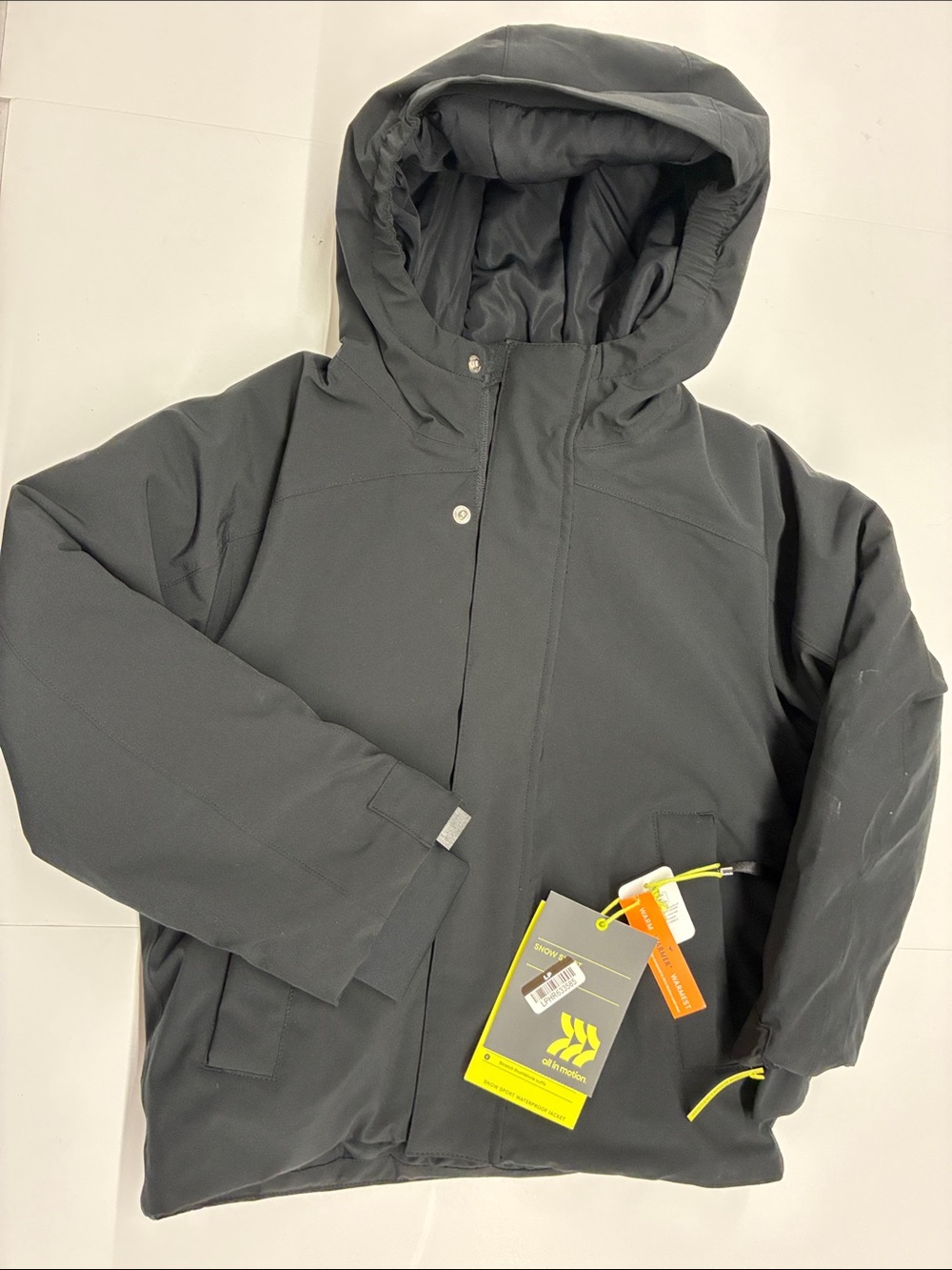 NEW All in Motion Kids Black Hooded Winter Jacket Size Small